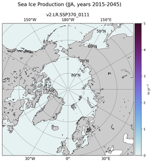 JJA JJA Climatology Map of Northern-Hemisphere Sea Ice Production