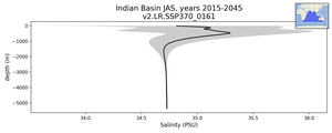 Indian Basin Salinity vs depth