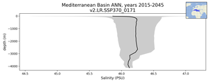 Mediterranean Basin Salinity vs depth
