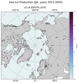 JJA JJA Climatology Map of Northern-Hemisphere Sea Ice Production