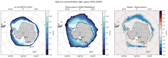 JJA Climatology Map of Southern-Hemisphere Sea-Ice Concentration. <br> Observations: SSM/I NASATeam