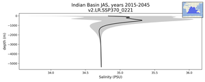 Indian Basin Salinity vs depth