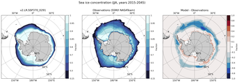 JJA Climatology Map of Southern-Hemisphere Sea-Ice Concentration. <br> Observations: SSM/I NASATeam