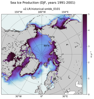 DJF DJF Climatology Map of Northern-Hemisphere Sea Ice Production