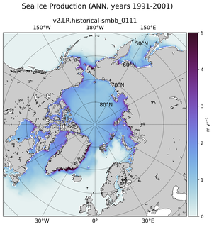 ANN ANN Climatology Map of Northern-Hemisphere Sea Ice Production