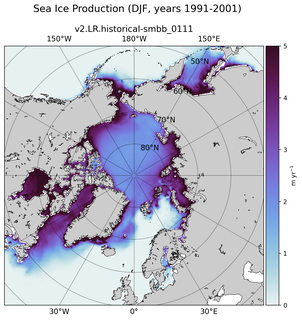 DJF DJF Climatology Map of Northern-Hemisphere Sea Ice Production