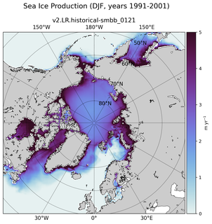 DJF DJF Climatology Map of Northern-Hemisphere Sea Ice Production