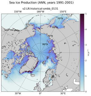 ANN ANN Climatology Map of Northern-Hemisphere Sea Ice Production