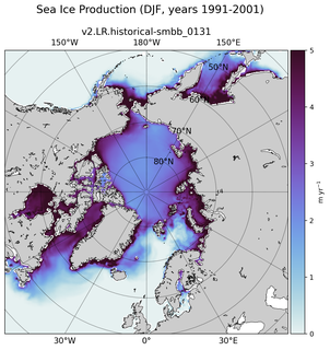 DJF DJF Climatology Map of Northern-Hemisphere Sea Ice Production