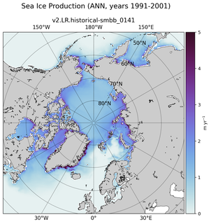 ANN ANN Climatology Map of Northern-Hemisphere Sea Ice Production