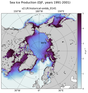 DJF DJF Climatology Map of Northern-Hemisphere Sea Ice Production
