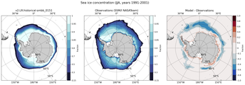 JJA Climatology Map of Southern-Hemisphere Sea-Ice Concentration. <br> Observations: SSM/I NASATeam