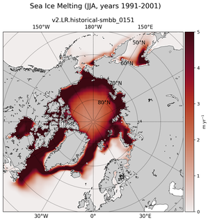 JJA JJA Climatology Map of Northern-Hemisphere Sea Ice Melting