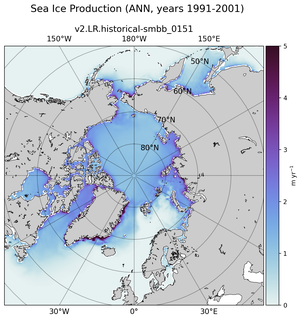 ANN ANN Climatology Map of Northern-Hemisphere Sea Ice Production