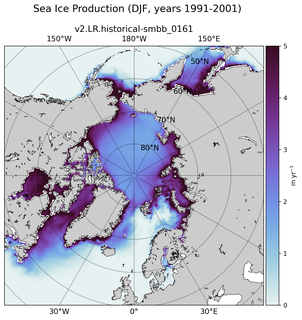 DJF DJF Climatology Map of Northern-Hemisphere Sea Ice Production
