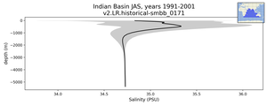 Indian Basin Salinity vs depth