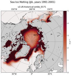 JJA JJA Climatology Map of Northern-Hemisphere Sea Ice Melting