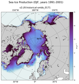 DJF DJF Climatology Map of Northern-Hemisphere Sea Ice Production