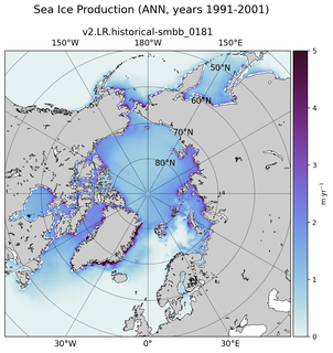 ANN ANN Climatology Map of Northern-Hemisphere Sea Ice Production