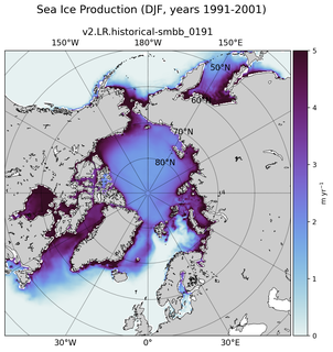 DJF DJF Climatology Map of Northern-Hemisphere Sea Ice Production