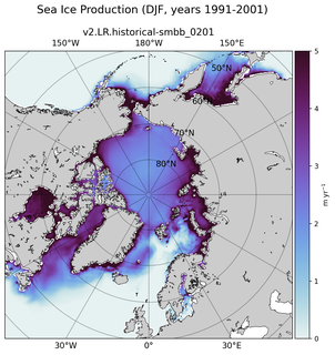 DJF DJF Climatology Map of Northern-Hemisphere Sea Ice Production