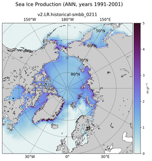 ANN ANN Climatology Map of Northern-Hemisphere Sea Ice Production