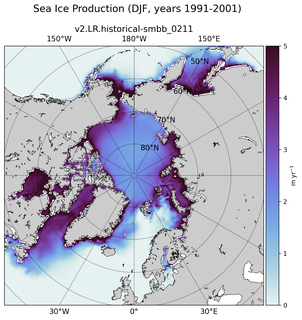 DJF DJF Climatology Map of Northern-Hemisphere Sea Ice Production