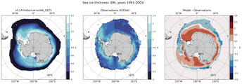 ON Climatology Map of Southern-Hemisphere Sea-Ice Thickness.
