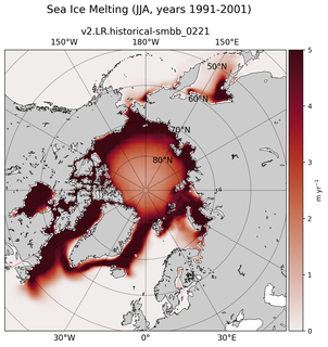 JJA JJA Climatology Map of Northern-Hemisphere Sea Ice Melting