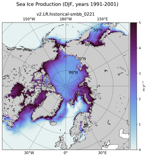 DJF DJF Climatology Map of Northern-Hemisphere Sea Ice Production