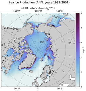 ANN ANN Climatology Map of Northern-Hemisphere Sea Ice Production