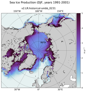 DJF DJF Climatology Map of Northern-Hemisphere Sea Ice Production