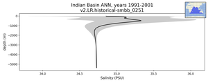 Indian Basin Salinity vs depth