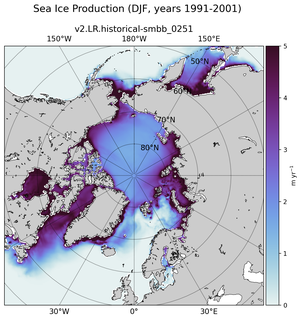 DJF DJF Climatology Map of Northern-Hemisphere Sea Ice Production