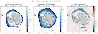 JJA Climatology Map of Southern-Hemisphere Sea-Ice Concentration. <br> Observations: SSM/I NASATeam