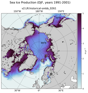 DJF DJF Climatology Map of Northern-Hemisphere Sea Ice Production