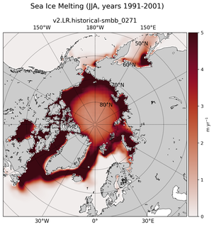 JJA JJA Climatology Map of Northern-Hemisphere Sea Ice Melting