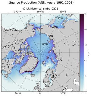 ANN ANN Climatology Map of Northern-Hemisphere Sea Ice Production