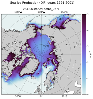 DJF DJF Climatology Map of Northern-Hemisphere Sea Ice Production