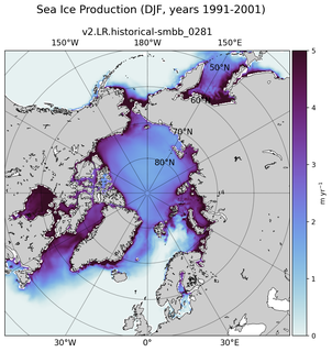 DJF DJF Climatology Map of Northern-Hemisphere Sea Ice Production