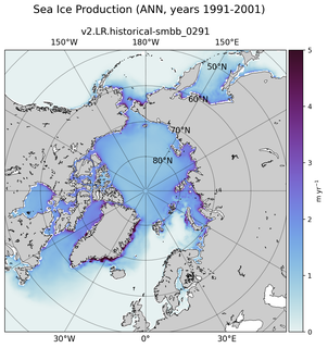 ANN ANN Climatology Map of Northern-Hemisphere Sea Ice Production