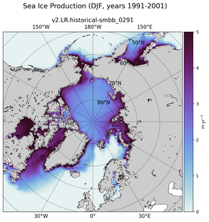 DJF DJF Climatology Map of Northern-Hemisphere Sea Ice Production