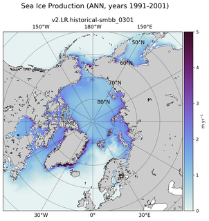 ANN ANN Climatology Map of Northern-Hemisphere Sea Ice Production