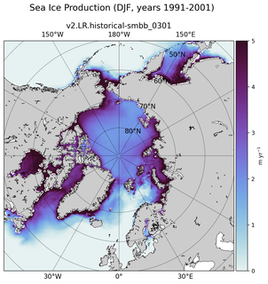 DJF DJF Climatology Map of Northern-Hemisphere Sea Ice Production