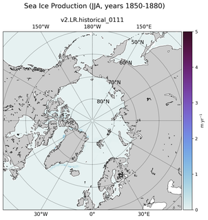 JJA JJA Climatology Map of Northern-Hemisphere Sea Ice Production