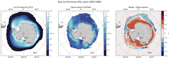 ON Climatology Map of Southern-Hemisphere Sea-Ice Thickness.