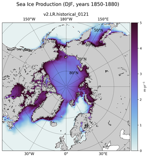 DJF DJF Climatology Map of Northern-Hemisphere Sea Ice Production