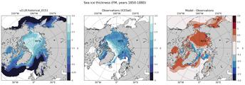 FM Climatology Map of Northern-Hemisphere Sea-Ice Thickness.