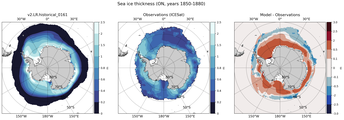 ON Climatology Map of Southern-Hemisphere Sea-Ice Thickness.