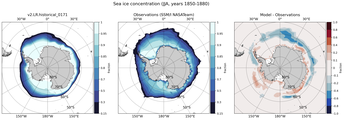 JJA Climatology Map of Southern-Hemisphere Sea-Ice Concentration. <br> Observations: SSM/I NASATeam